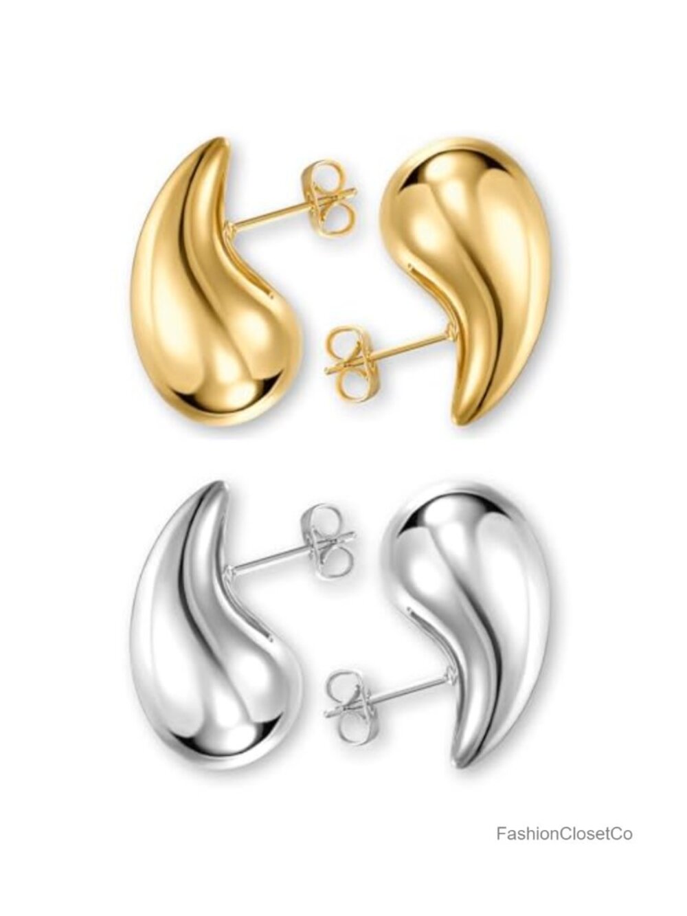 Teardrop Earrings Gold Hoop Dangle Water Drop Hypoallergenic